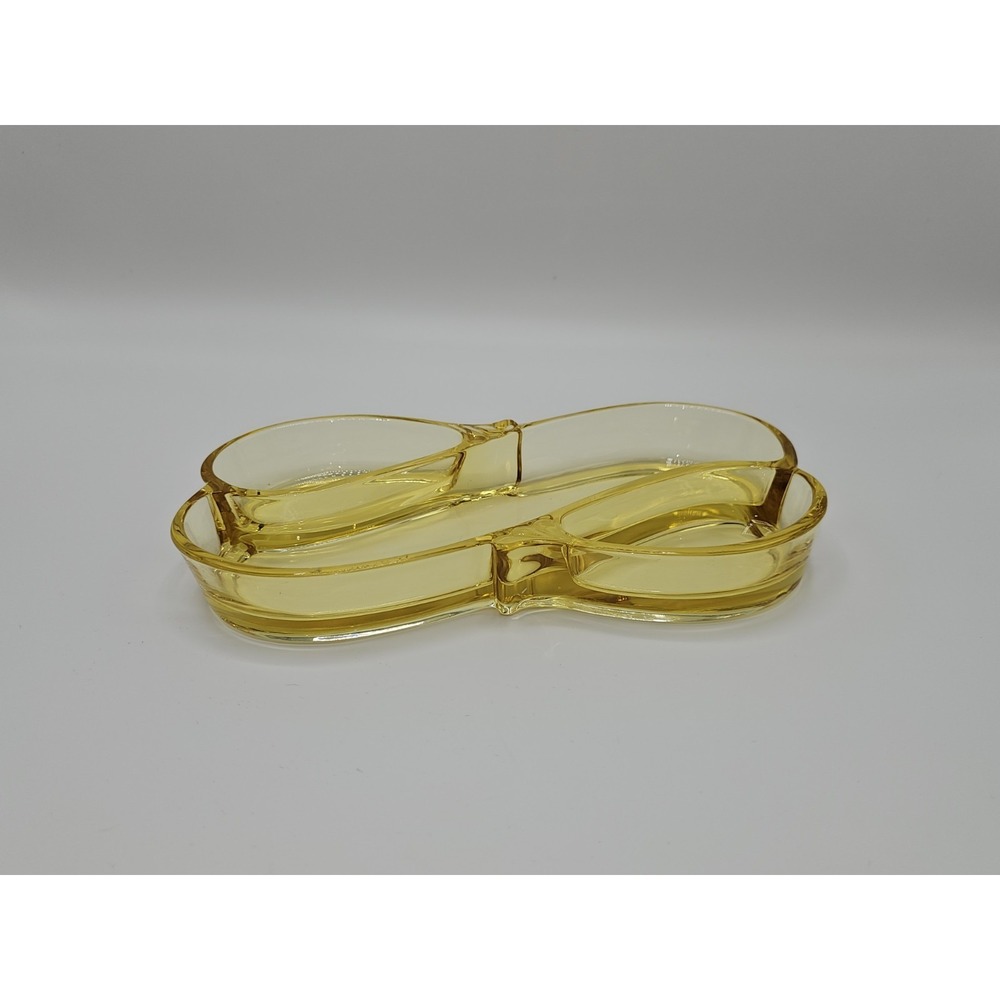 Rare Vintage Heisey Glass Yellow Empress Sahara 3 Part Relish Dish Oblong - Picture 2 of 12